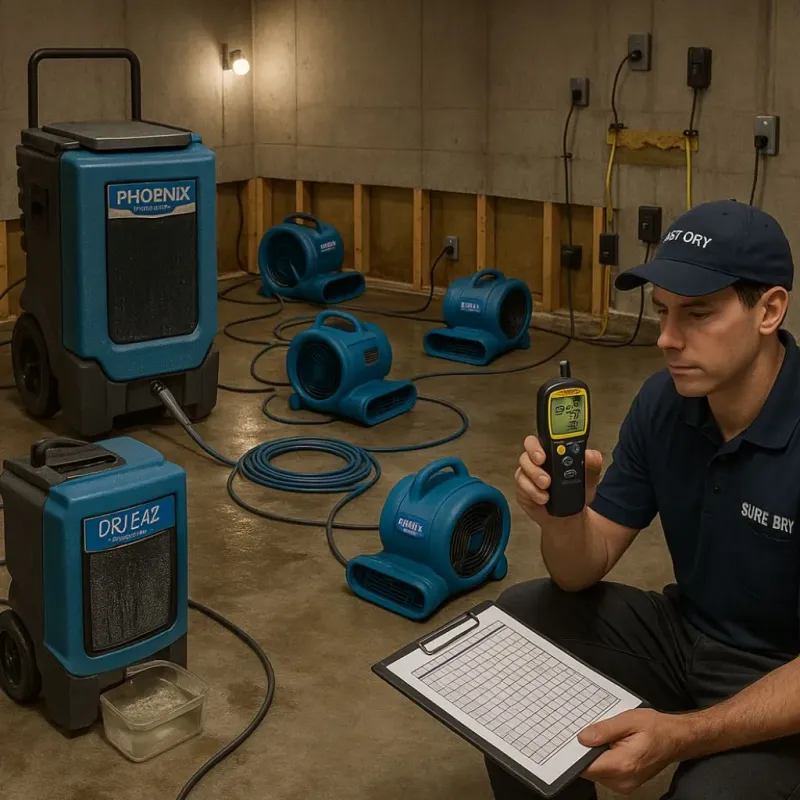 Structural Drying and Dehumidification process in Baker, LA